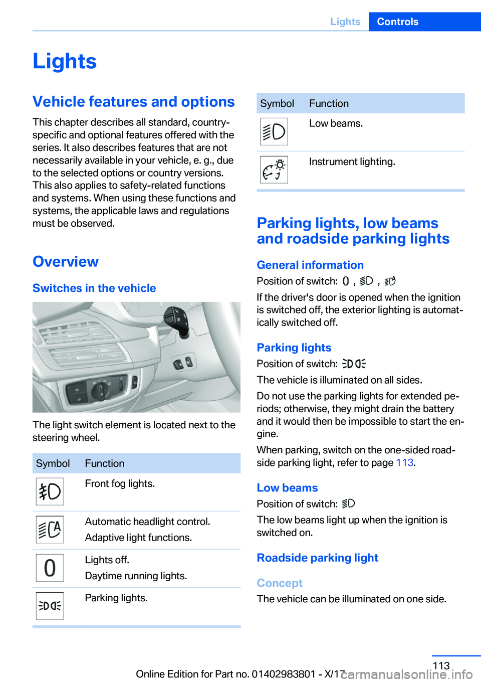 BMW X5 2018  Owners Manual �L�i�g�h�t�s�V�e�h�i�c�l�e��f�e�a�t�u�r�e�s��a�n�d��o�p�t�i�o�n�s�T�h�i�s� �c�h�a�p�t�e�r� �d�e�s�c�r�i�b�e�s� �a�l�l� �s�t�a�n�d�a�r�d�,� �c�o�u�n�t�r�y�-�s�p�e�c�i�f�i�c� �a�n�d� �o�p�t�i�o�n�a�l