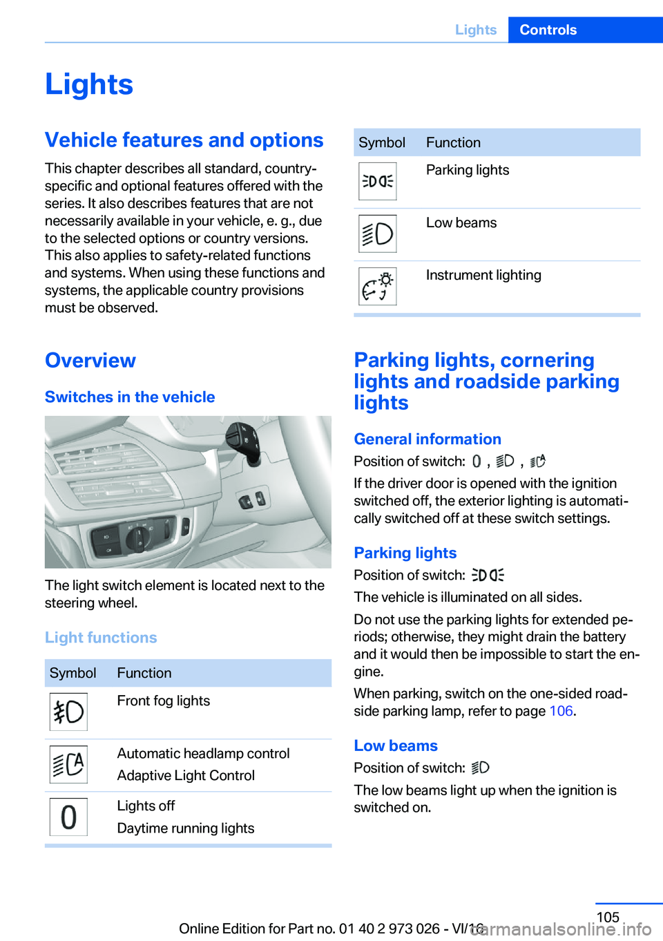 BMW X5 2017  Owners Manual �L�i�g�h�t�s�V�e�h�i�c�l�e��f�e�a�t�u�r�e�s��a�n�d��o�p�t�i�o�n�s�T�h�i�s� �c�h�a�p�t�e�r� �d�e�s�c�r�i�b�e�s� �a�l�l� �s�t�a�n�d�a�r�d�,� �c�o�u�n�t�r�y�-�s�p�e�c�i�f�i�c� �a�n�d� �o�p�t�i�o�n�a�l
