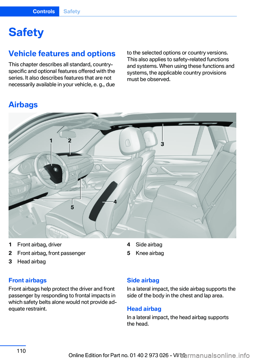 BMW X5 2017  Owners Manual �S�a�f�e�t�y�V�e�h�i�c�l�e��f�e�a�t�u�r�e�s��a�n�d��o�p�t�i�o�n�s
�T�h�i�s� �c�h�a�p�t�e�r� �d�e�s�c�r�i�b�e�s� �a�l�l� �s�t�a�n�d�a�r�d�,� �c�o�u�n�t�r�y�- �s�p�e�c�i�f�i�c� �a�n�d� �o�p�t�i�o�n�a