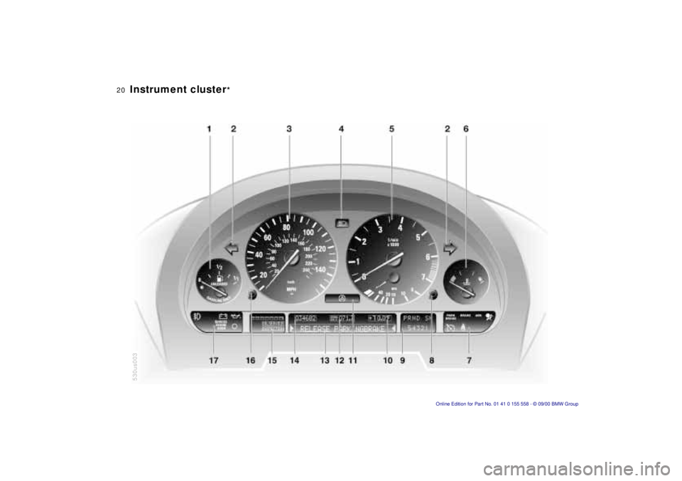 BMW X5 3.0I 2001 User Guide  
20n
 
Instrument cluster
 
*
530us003 