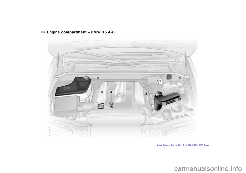 BMW X5 4.4I 2001 Owners Manual 154n
Engine compartment – BMW X5 4.4i
530us097 BMW X5 4.4I 2001 Owners Manual 154n
Engine compartment – BMW X5 4.4i
530us097