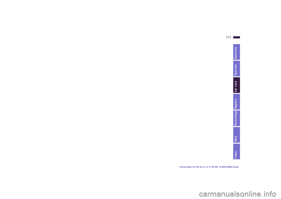 BMW X5 4.4I 2001  Owners Manual IndexDataTechnologyRepairsCar careControlsOverview
171n 
