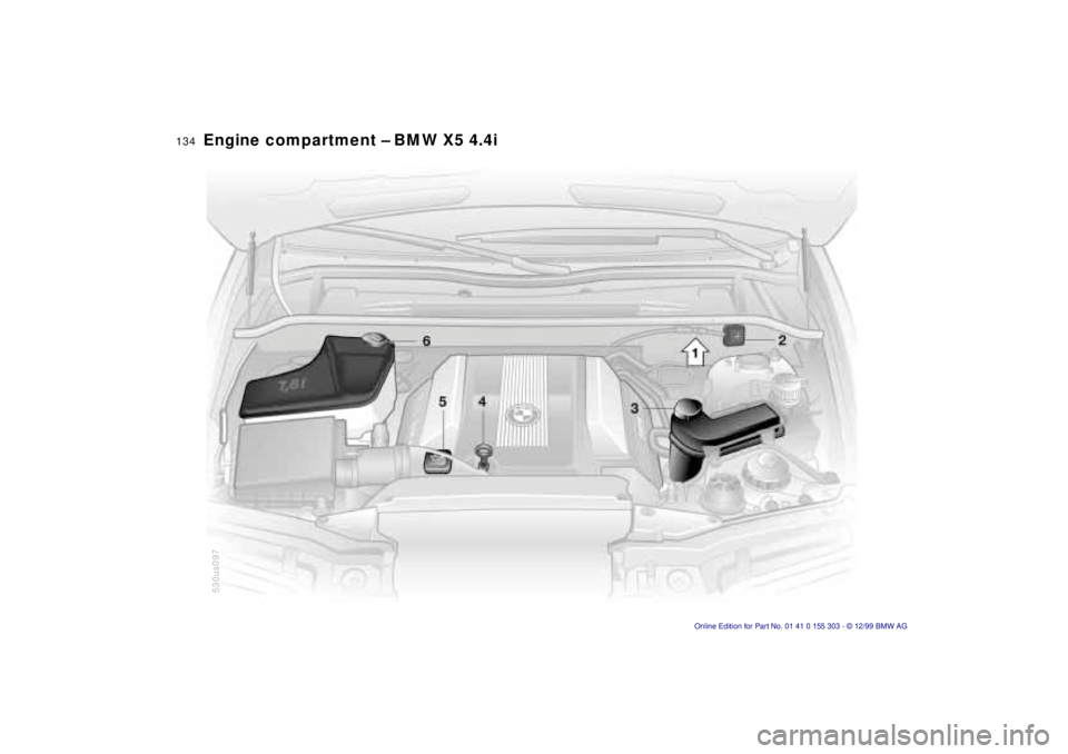BMW X5 4.4I 2000 Owners Manual 134n
Engine compartment Ð BMW X5 4.4i
530us097 BMW X5 4.4I 2000 Owners Manual 134n
Engine compartment Ð BMW X5 4.4i
530us097