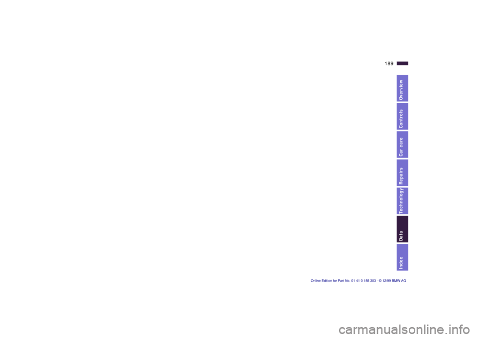 BMW X5 4.4I 2000  Owners Manual IndexDataTechnologyRepairsCar careControlsOverview
189n 