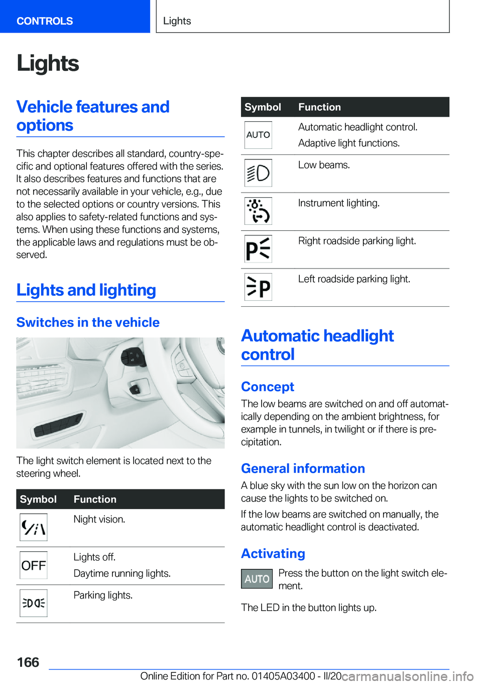 BMW X5M 2020  Owners Manual �L�i�g�h�t�s�V�e�h�i�c�l�e��f�e�a�t�u�r�e�s��a�n�d�o�p�t�i�o�n�s
�T�h�i�s��c�h�a�p�t�e�r��d�e�s�c�r�i�b�e�s��a�l�l��s�t�a�n�d�a�r�d�,��c�o�u�n�t�r�y�-�s�p�e#j�c�i�f�i�c��a�n�d��o�p�t�i�o�n�a�