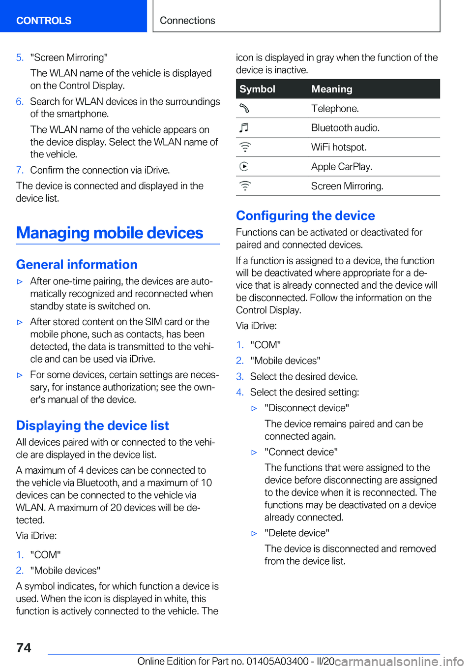 BMW X5M 2020 Manual PDF �5�.�"�S�c�r�e�e�n��M�i�r�r�o�r�i�n�g�"
�T�h�e��W�L�A�N��n�a�m�e��o�f��t�h�e��v�e�h�i�c�l�e��i�s��d�i�s�p�l�a�y�e�d �o�n��t�h�e��C�o�n�t�r�o�l��D�i�s�p�l�a�y�.�6�.�S�e�a�r�c�h��f�o