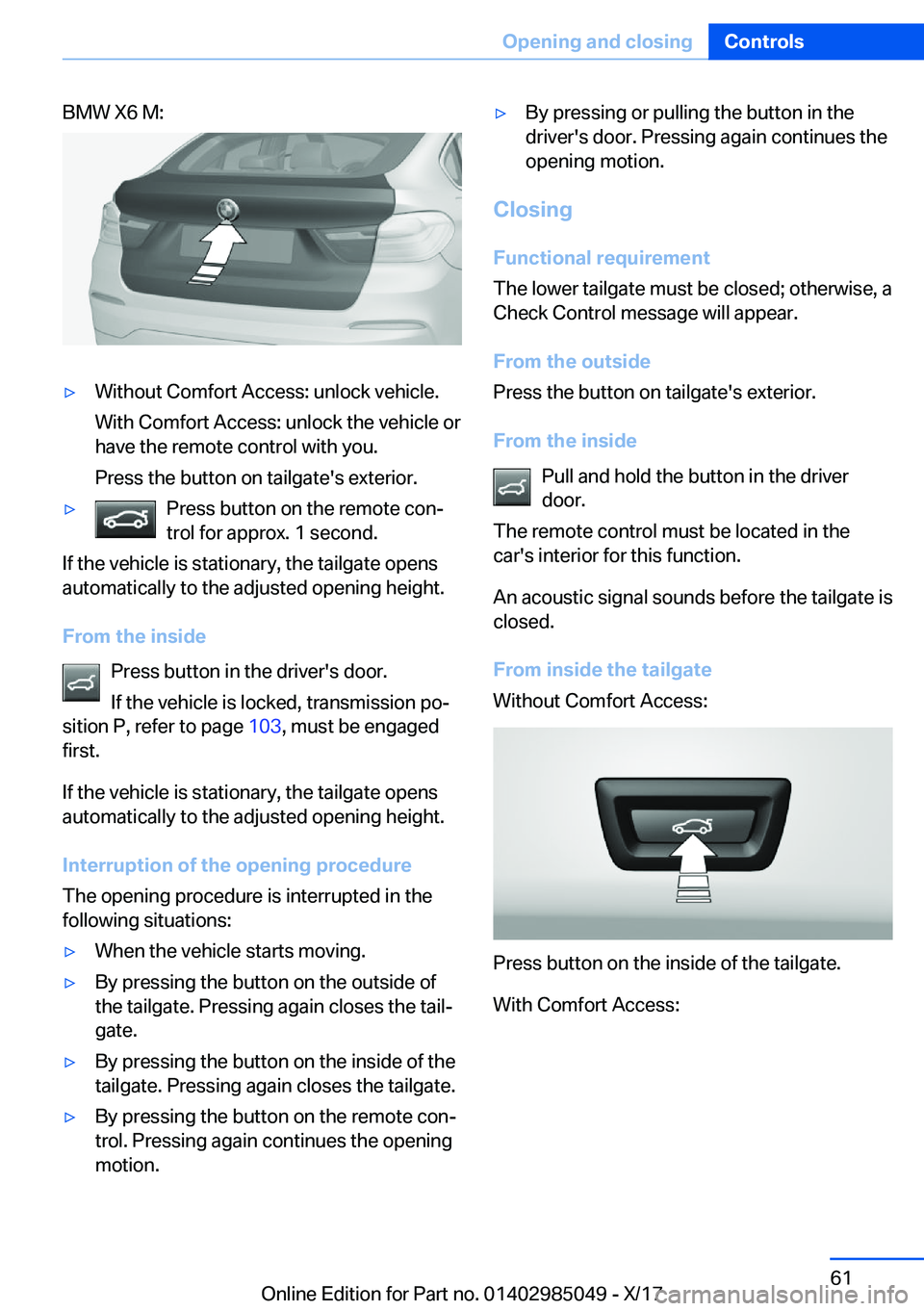 BMW X5M 2018 Repair Manual �B�M�W� �X�6� �M�:'y�W�i�t�h�o�u�t� �C�o�m�f�o�r�t� �A�c�c�e�s�s�:� �u�n�l�o�c�k� �v�e�h�i�c�l�e�.�W�i�t�h� �C�o�m�f�o�r�t� �A�c�c�e�s�s�:� �u�n�l�o�c�k� �t�h�e� �v�e�h�i�c�l�e� �o�r�h�a�v�e� �t�h