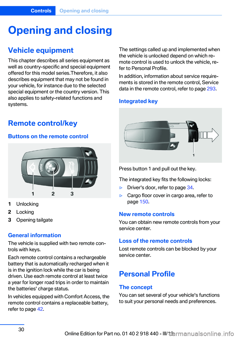 BMW X5M 2013  Owners Manual Opening and closingVehicle equipment
This chapter describes all series equipment as
well as country-specific and special equipment
offered for this model series.Therefore, it also
describes equipment 