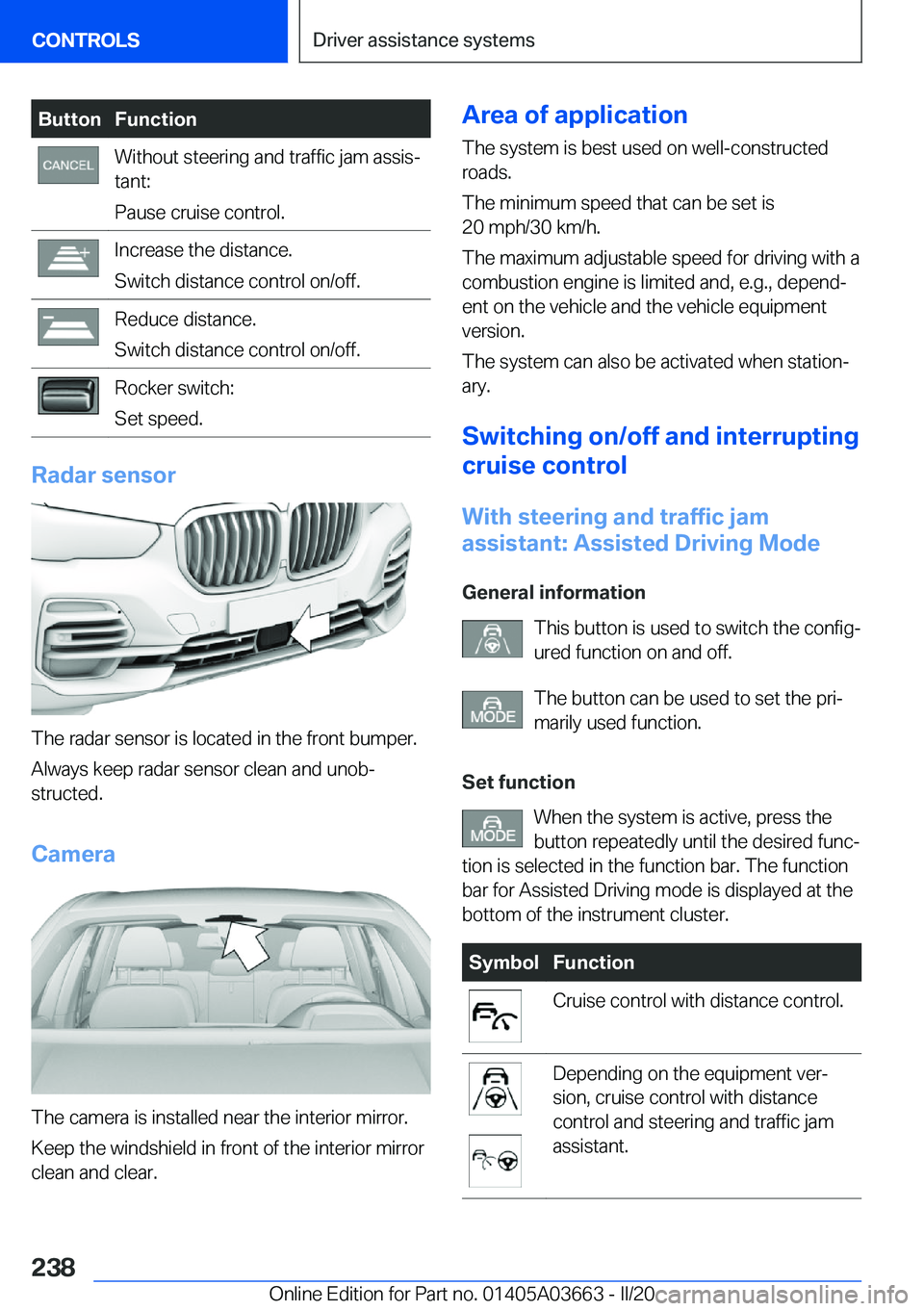 BMW X5 PLUG-IN HYBRID 2021  Owners Manual �B�u�t�t�o�n�F�u�n�c�t�i�o�n�W�i�t�h�o�u�t��s�t�e�e�r�i�n�g��a�n�d��t�r�a�f�f�i�c��j�a�m��a�s�s�i�s#j
�t�a�n�t�:
�P�a�u�s�e��c�r�u�i�s�e��c�o�n�t�r�o�l�.�I�n�c�r�e�a�s�e��t�h�e��d�i�s�t�a�n�c