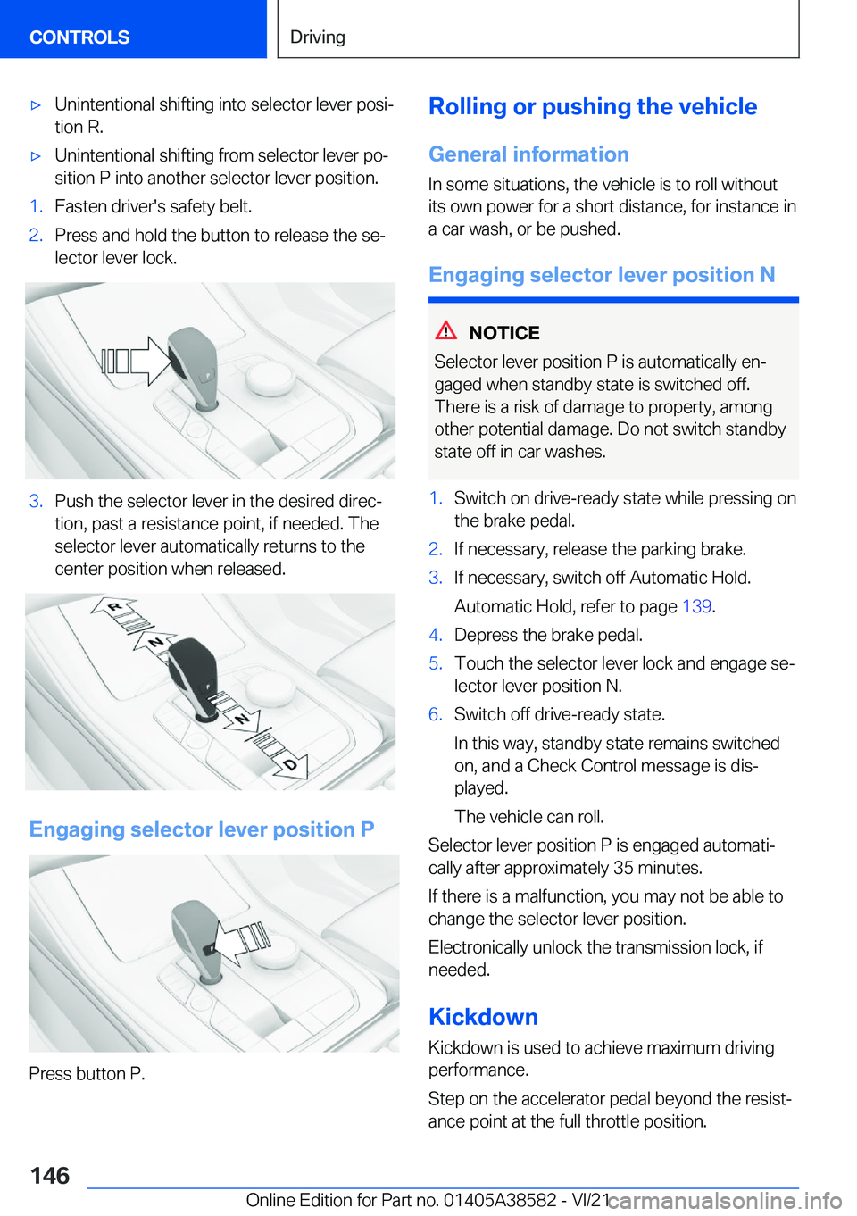 BMW X6 2022  Owners Manual 'x�U�n�i�n�t�e�n�t�i�o�n�a�l��s�h�i�f�t�i�n�g��i�n�t�o��s�e�l�e�c�t�o�r��l�e�v�e�r��p�o�s�i#j
�t�i�o�n��R�.'x�U�n�i�n�t�e�n�t�i�o�n�a�l��s�h�i�f�t�i�n�g��f�r�o�m��s�e�l�e�c�t�o�r��l�