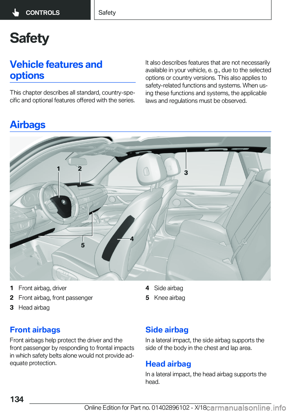 BMW X6 2019  Owners Manual �S�a�f�e�t�y�V�e�h�i�c�l�e��f�e�a�t�u�r�e�s��a�n�d�o�p�t�i�o�n�s
�T�h�i�s��c�h�a�p�t�e�r��d�e�s�c�r�i�b�e�s��a�l�l��s�t�a�n�d�a�r�d�,��c�o�u�n�t�r�y�-�s�p�ej�c�i�f�i�c��a�n�d��o�p�t�i�o�n�a�