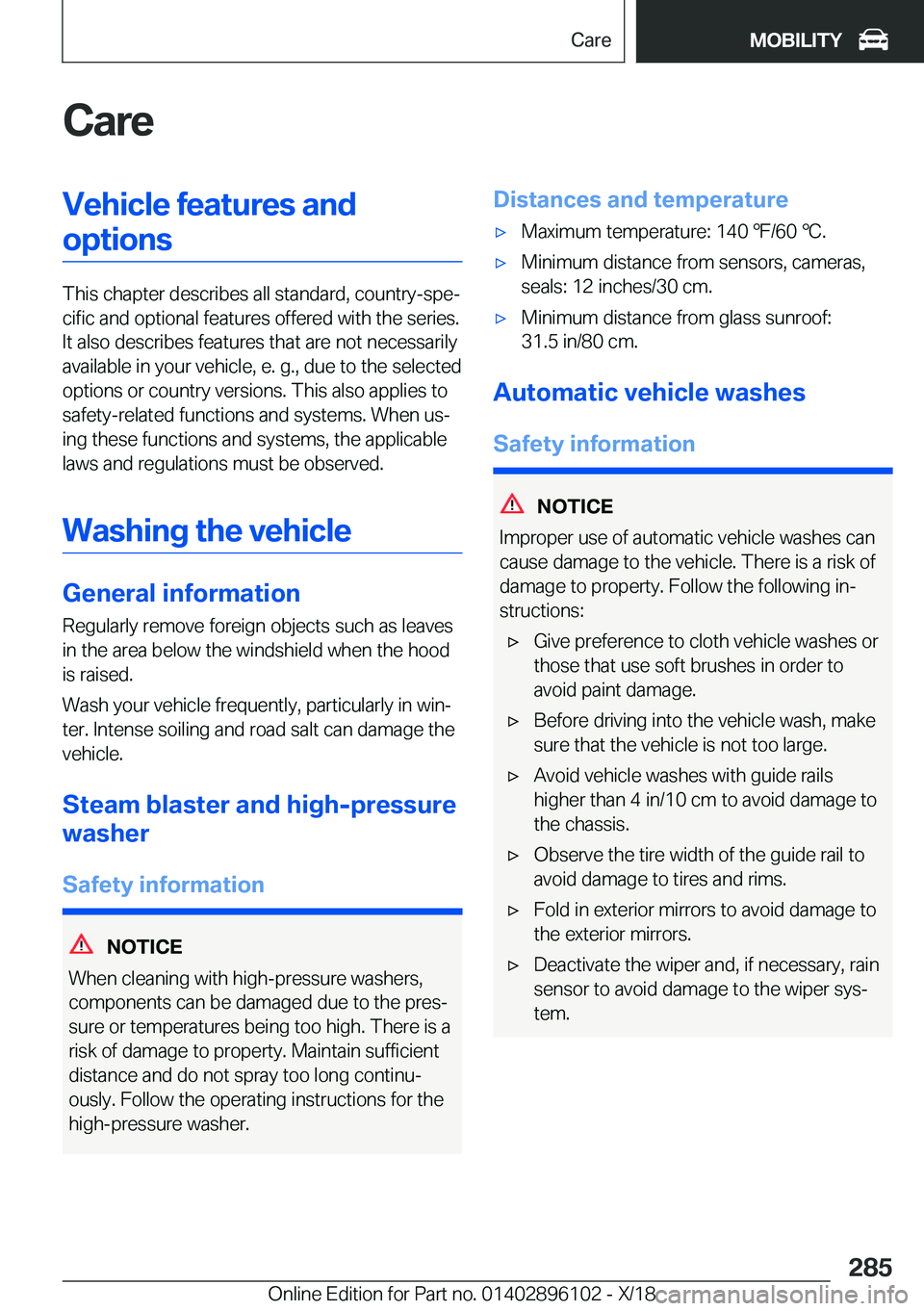 BMW X6 2019  Owners Manual �C�a�r�e�V�e�h�i�c�l�e��f�e�a�t�u�r�e�s��a�n�d�o�p�t�i�o�n�s
�T�h�i�s��c�h�a�p�t�e�r��d�e�s�c�r�i�b�e�s��a�l�l��s�t�a�n�d�a�r�d�,��c�o�u�n�t�r�y�-�s�p�ej�c�i�f�i�c��a�n�d��o�p�t�i�o�n�a�l��