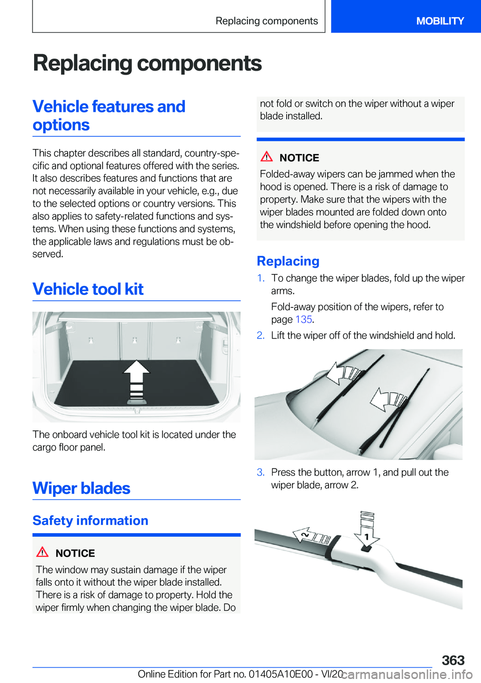 BMW X6 M 2021  Owners Manual �R�e�p�l�a�c�i�n�g��c�o�m�p�o�n�e�n�t�s�V�e�h�i�c�l�e��f�e�a�t�u�r�e�s��a�n�d�o�p�t�i�o�n�s
�T�h�i�s��c�h�a�p�t�e�r��d�e�s�c�r�i�b�e�s��a�l�l��s�t�a�n�d�a�r�d�,��c�o�u�n�t�r�y�-�s�p�e#j�c�i�f�