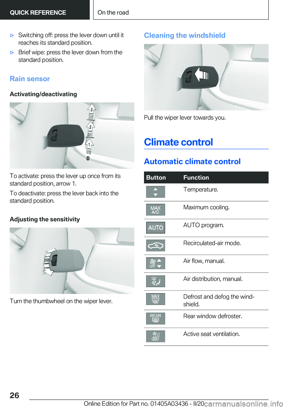 BMW X6 M 2020 Owners Manual 'x�S�w�i�t�c�h�i�n�g��o�f�f�:��p�r�e�s�s��t�h�e��l�e�v�e�r��d�o�w�n��u�n�t�i�l��i�t�r�e�a�c�h�e�s��i�t�s��s�t�a�n�d�a�r�d��p�o�s�i�t�i�o�n�.'x�B�r�i�e�f��w�i�p�e�:��p�r�e�s�s��t�h