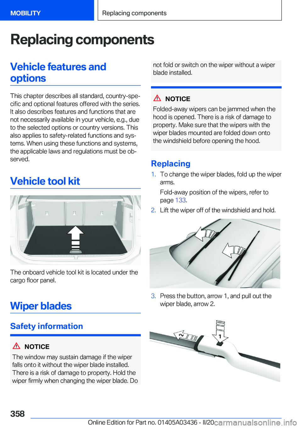 BMW X6 M 2020  Owners Manual �R�e�p�l�a�c�i�n�g��c�o�m�p�o�n�e�n�t�s�V�e�h�i�c�l�e��f�e�a�t�u�r�e�s��a�n�d�o�p�t�i�o�n�s
�T�h�i�s��c�h�a�p�t�e�r��d�e�s�c�r�i�b�e�s��a�l�l��s�t�a�n�d�a�r�d�,��c�o�u�n�t�r�y�-�s�p�e#j�c�i�f�