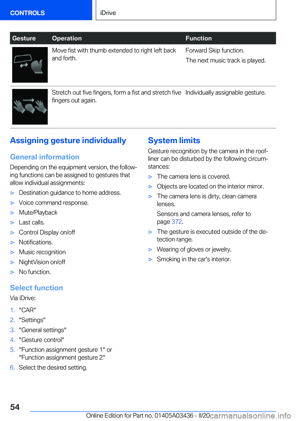BMW X6 M 2020 Workshop Manual �G�e�s�t�u�r�e�O�p�e�r�a�t�i�o�n�F�u�n�c�t�i�o�n�M�o�v�e��f�i�s�t��w�i�t�h��t�h�u�m�b��e�x�t�e�n�d�e�d��t�o��r�i�g�h�t��l�e�f�t��b�a�c�k�a�n�d��f�o�r�t�h�.�F�o�r�w�a�r�d��S�k�i�p��f�u�n�c�t