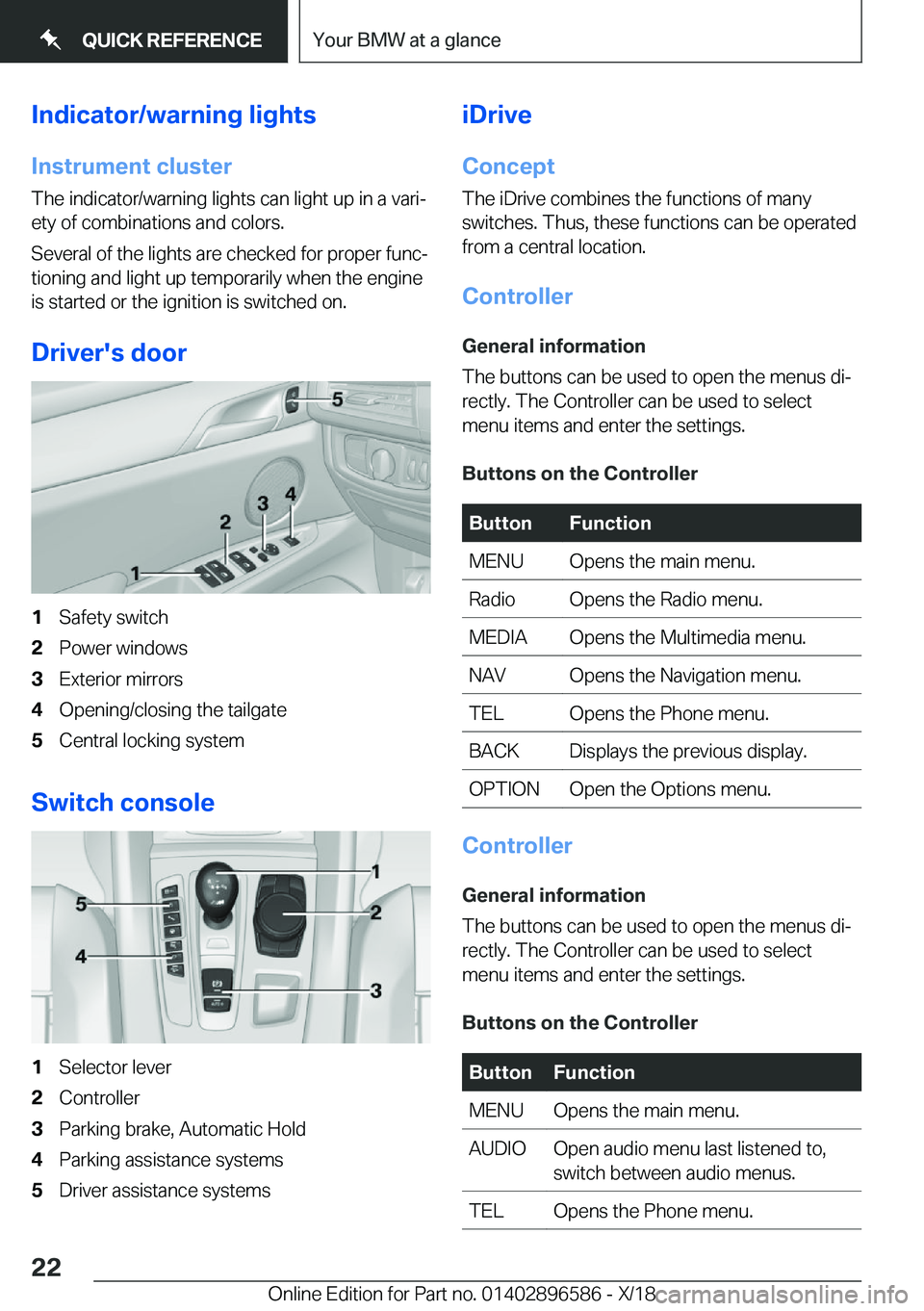 BMW X6 M 2019 Owners Manual �I�n�d�i�c�a�t�o�r�/�w�a�r�n�i�n�g��l�i�g�h�t�s�I�n�s�t�r�u�m�e�n�t��c�l�u�s�t�e�r�T�h�e��i�n�d�i�c�a�t�o�r�/�w�a�r�n�i�n�g��l�i�g�h�t�s��c�a�n��l�i�g�h�t��u�p��i�n��a��v�a�r�ij�e�t�y��o�f