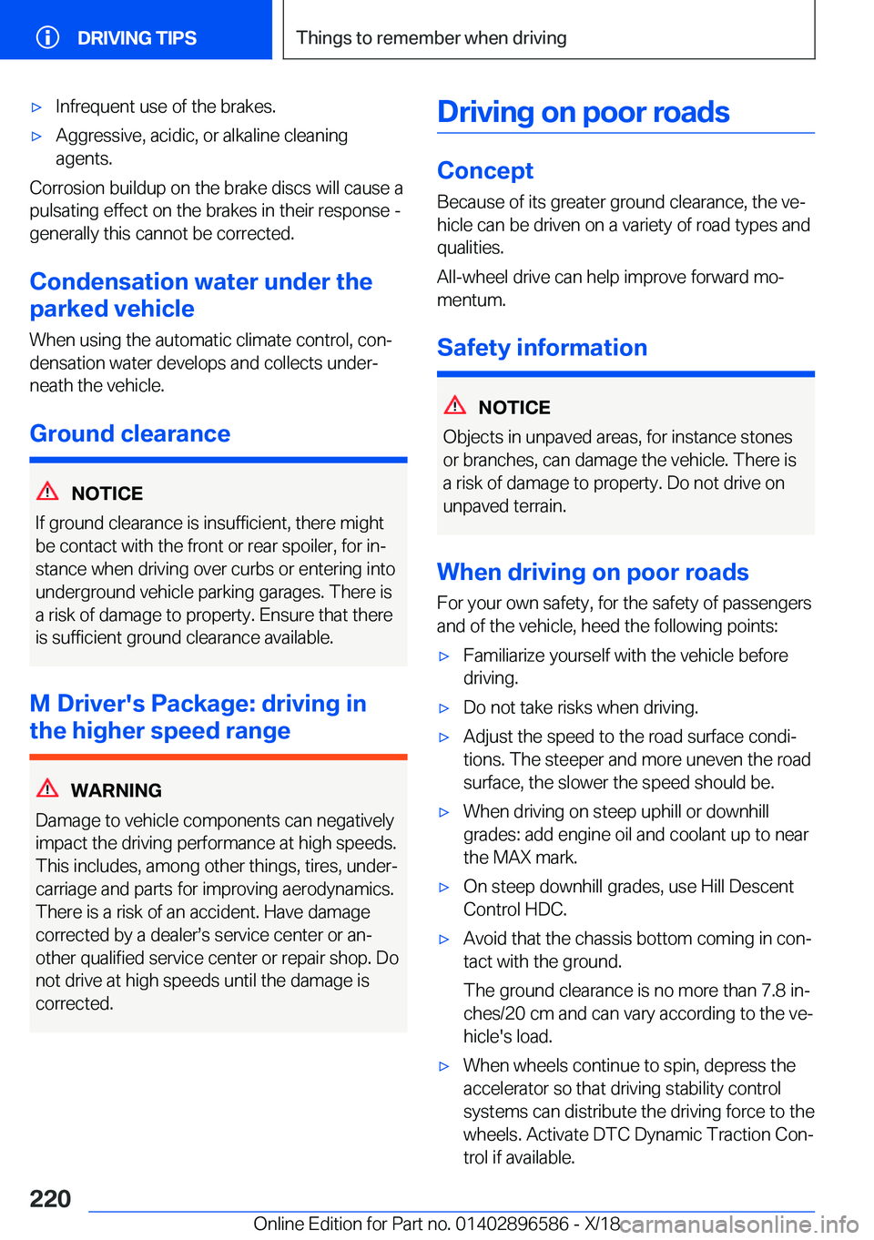 BMW X6 M 2019  Owners Manual 'x�I�n�f�r�e�q�u�e�n�t��u�s�e��o�f��t�h�e��b�r�a�k�e�s�.'x�A�g�g�r�e�s�s�i�v�e�,��a�c�i�d�i�c�,��o�r��a�l�k�a�l�i�n�e��c�l�e�a�n�i�n�g
�a�g�e�n�t�s�.
�C�o�r�r�o�s�i�o�n��b�u�i�l�d�u�p