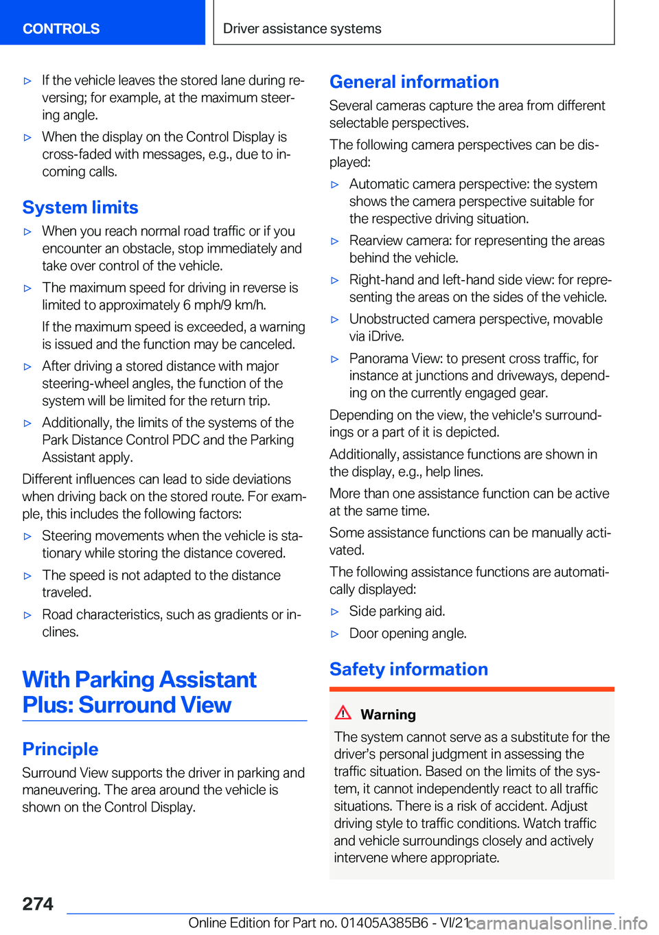 BMW X7 2022  Owners Manual 'x�I�f��t�h�e��v�e�h�i�c�l�e��l�e�a�v�e�s��t�h�e��s�t�o�r�e�d��l�a�n�e��d�u�r�i�n�g��r�e#j
�v�e�r�s�i�n�g�;��f�o�r��e�x�a�m�p�l�e�,��a�t��t�h�e��m�a�x�i�m�u�m��s�t�e�e�r#j
�i�n�g��a