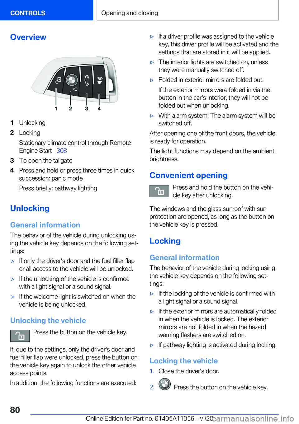 BMW X7 2021 Manual PDF �O�v�e�r�v�i�e�w�1�U�n�l�o�c�k�i�n�g�2�L�o�c�k�i�n�g
�S�t�a�t�i�o�n�a�r�y��c�l�i�m�a�t�e��c�o�n�t�r�o�l��t�h�r�o�u�g�h��R�e�m�o�t�e
�E�n�g�i�n�e��S�t�a�r�t#\#_ �3�0�8�3�T�o��o�p�e�n��t�h�e��t�