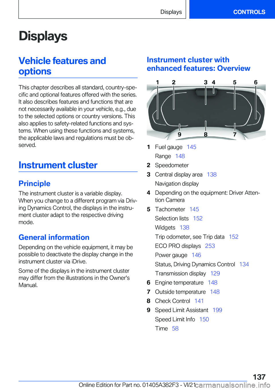 BMW Z4 2022  Owners Manual �D�i�s�p�l�a�y�s�V�e�h�i�c�l�e��f�e�a�t�u�r�e�s��a�n�d�o�p�t�i�o�n�s
�T�h�i�s��c�h�a�p�t�e�r��d�e�s�c�r�i�b�e�s��a�l�l��s�t�a�n�d�a�r�d�,��c�o�u�n�t�r�y�-�s�p�e#j�c�i�f�i�c��a�n�d��o�p�t�i�o�
