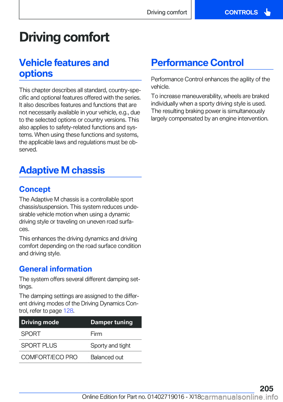 BMW Z4 2019  Owners Manual �D�r�i�v�i�n�g��c�o�m�f�o�r�t�V�e�h�i�c�l�e��f�e�a�t�u�r�e�s��a�n�d�o�p�t�i�o�n�s
�T�h�i�s��c�h�a�p�t�e�r��d�e�s�c�r�i�b�e�s��a�l�l��s�t�a�n�d�a�r�d�,��c�o�u�n�t�r�y�-�s�p�ej�c�i�f�i�c��a�n�