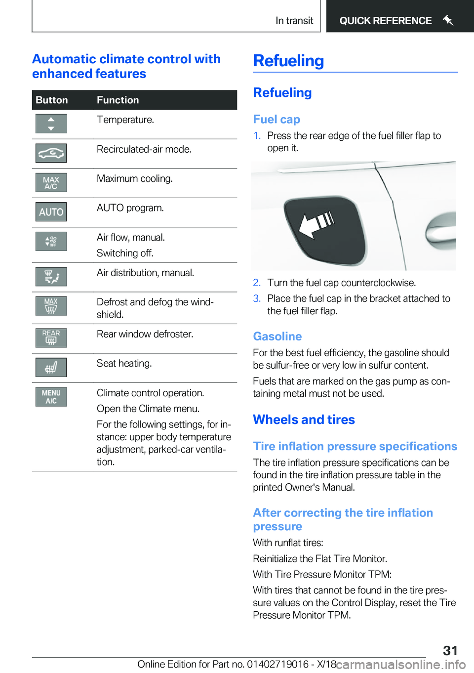 BMW Z4 2019 Owners Guide �A�u�t�o�m�a�t�i�c��c�l�i�m�a�t�e��c�o�n�t�r�o�l��w�i�t�h
�e�n�h�a�n�c�e�d��f�e�a�t�u�r�e�s�B�u�t�t�o�n�F�u�n�c�t�i�o�n�T�e�m�p�e�r�a�t�u�r�e�.�R�e�c�i�r�c�u�l�a�t�e�d�-�a�i�r��m�o�d�e�.�M�a�x�i�
