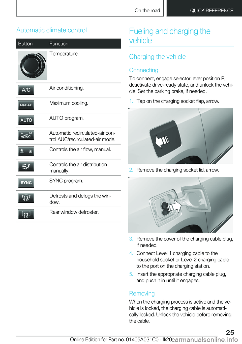 BMW I3 2020 Owners Manual �A�u�t�o�m�a�t�i�c��c�l�i�m�a�t�e��c�o�n�t�r�o�l�B�u�t�t�o�n�F�u�n�c�t�i�o�n�T�e�m�p�e�r�a�t�u�r�e�.�A�i�r��c�o�n�d�i�t�i�o�n�i�n�g�.�M�a�x�i�m�u�m��c�o�o�l�i�n�g�.�A�U�T�O��p�r�o�g�r�a�m�.�A�u�t