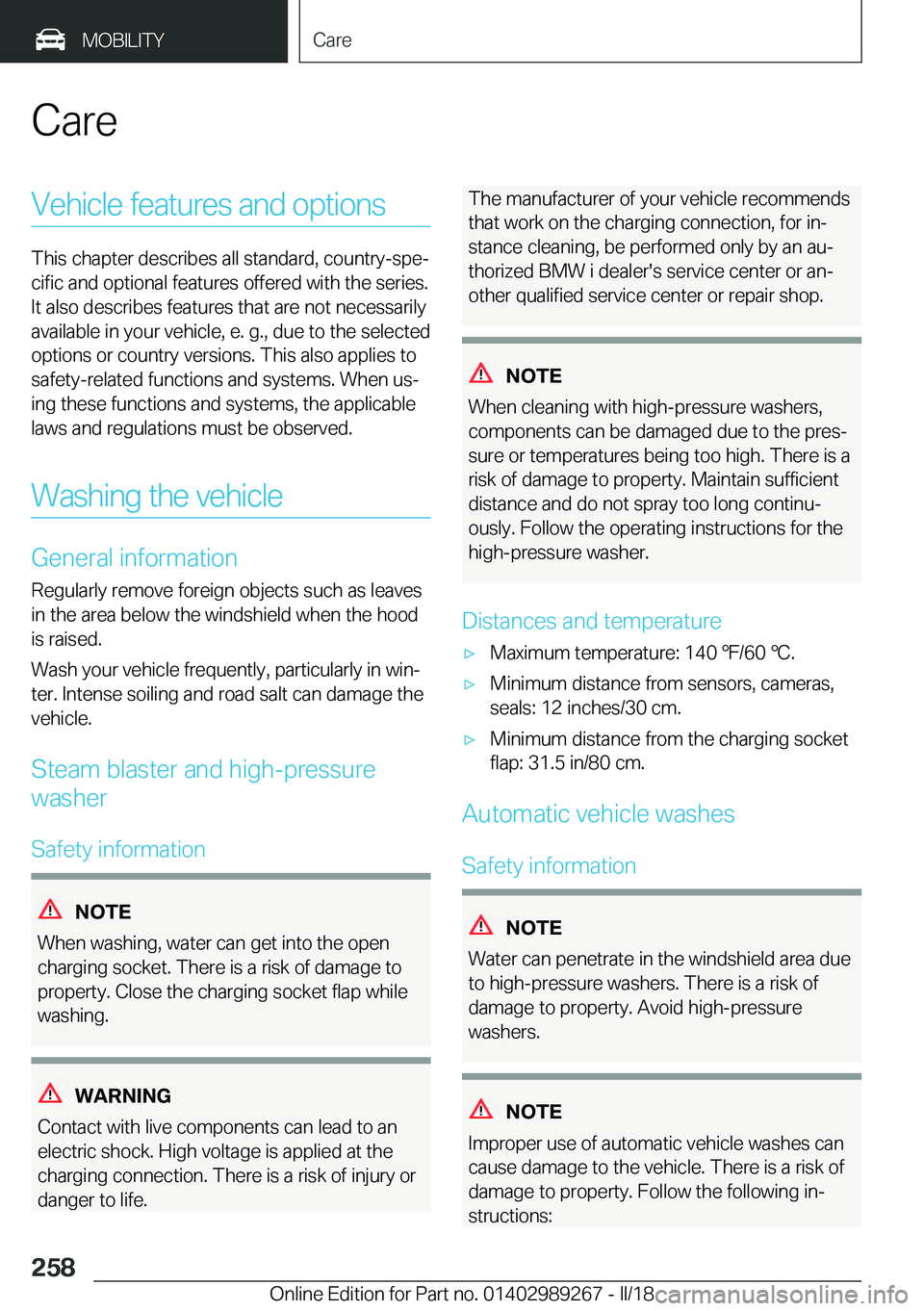 BMW I3 2018  Owners Manual �C�a�r�e�V�e�h�i�c�l�e� �f�e�a�t�u�r�e�s� �a�n�d� �o�p�t�i�o�n�s
�T�h�i�s� �c�h�a�p�t�e�r� �d�e�s�c�r�i�b�e�s� �a�l�l� �s�t�a�n�d�a�r�d�,� �c�o�u�n�t�r�y�-�s�p�ej
�c�i�f�i�c� �a�n�d� �o�p�t�i�o�n�a�l