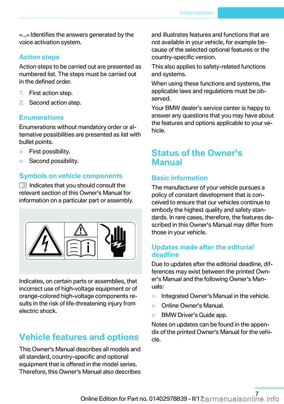 BMW I3 2017  Owners Manual 