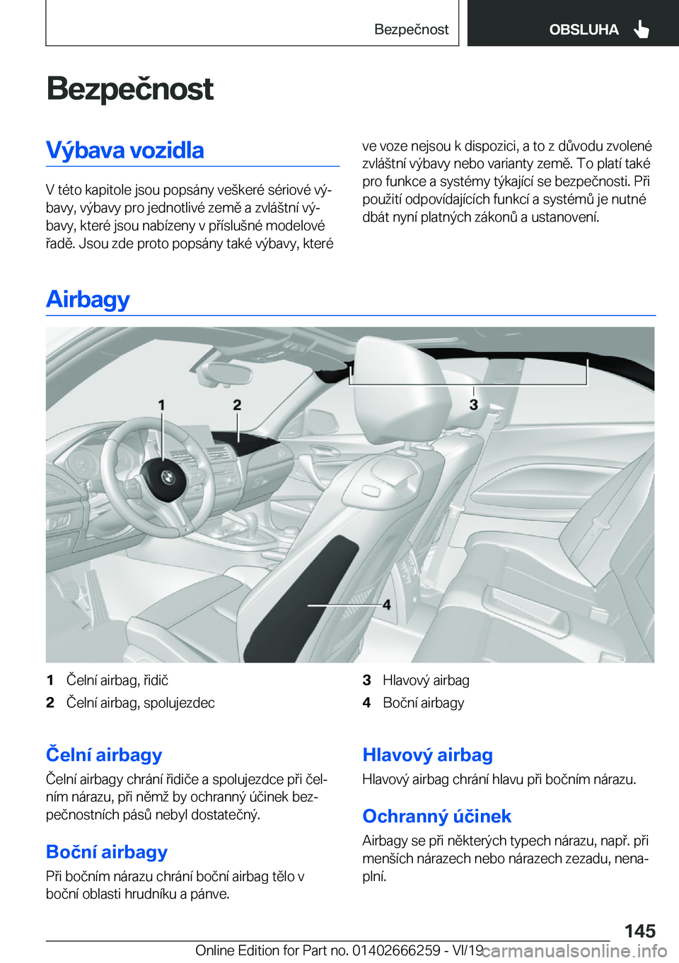 BMW 2 SERIES COUPE 2020  Návod na použití (in Czech) �B�e�z�p�e�č�n�o�s�t�V�