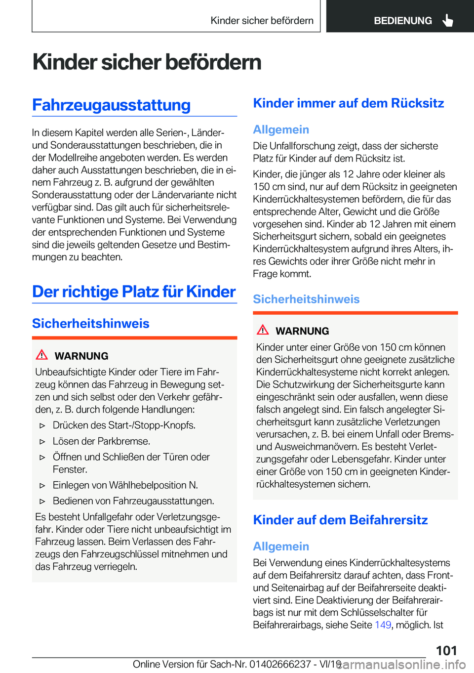 BMW 2 SERIES COUPE 2020  Betriebsanleitungen (in German) �K�i�n�d�e�r��s�i�c�h�e�r��b�e�f�