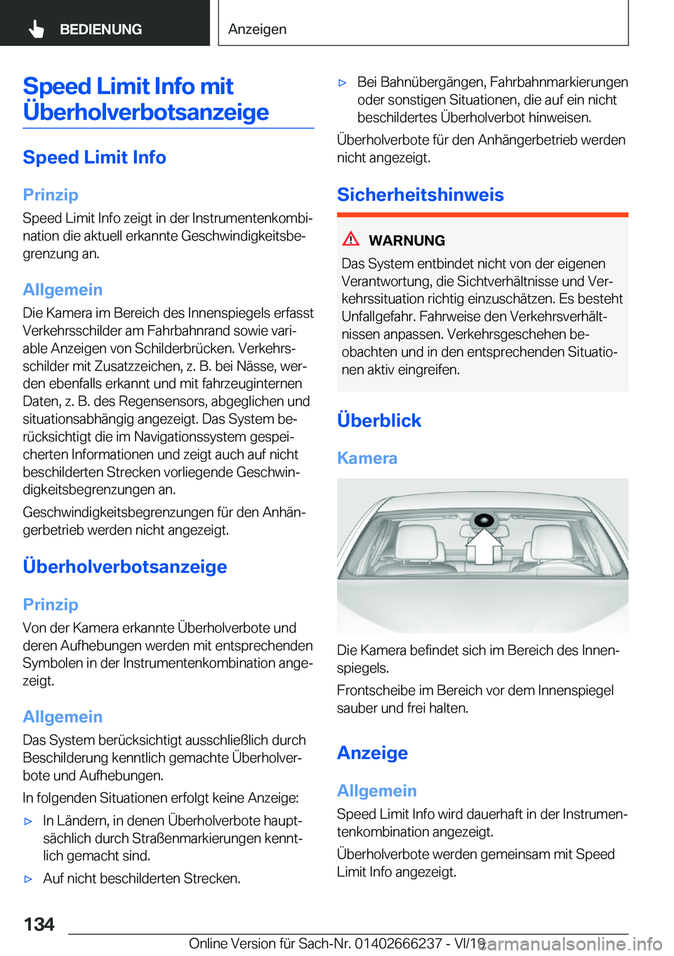 BMW 2 SERIES COUPE 2020  Betriebsanleitungen (in German) �S�p�e�e�d��L�i�m�i�t��I�n�f�o��m�i�t�