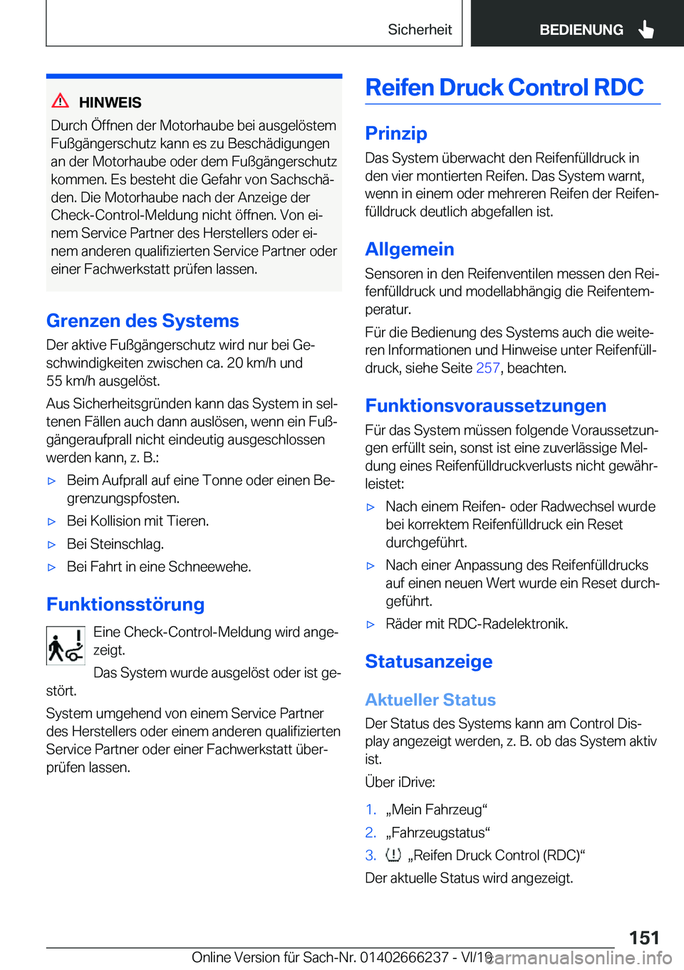 BMW 2 SERIES COUPE 2020  Betriebsanleitungen (in German) �H�I�N�W�E�I�S
�D�u�r�c�h��