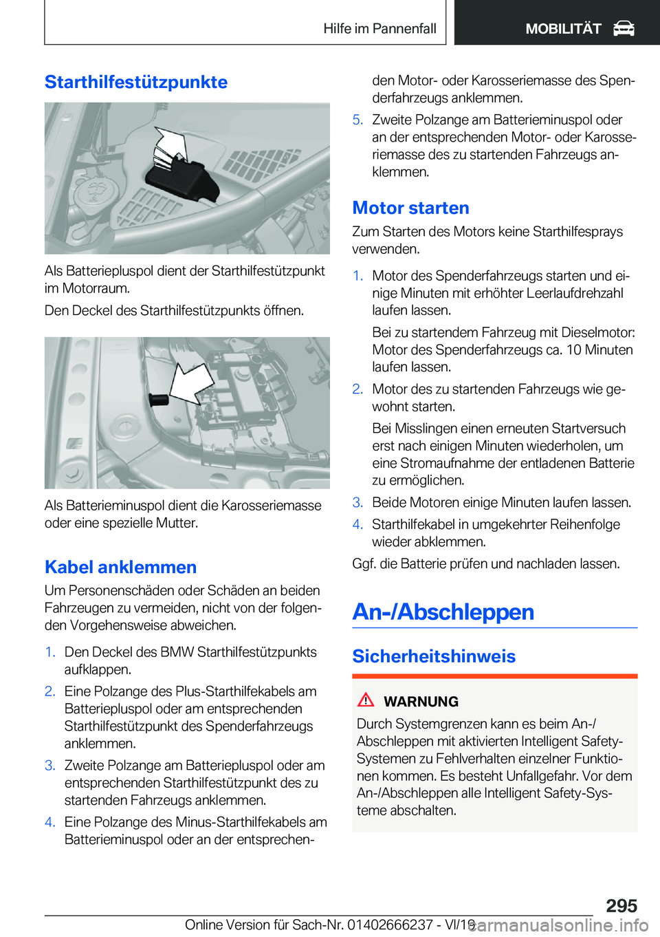 BMW 2 SERIES COUPE 2020  Betriebsanleitungen (in German) �S�t�a�r�t�h�i�l�f�e�s�t�