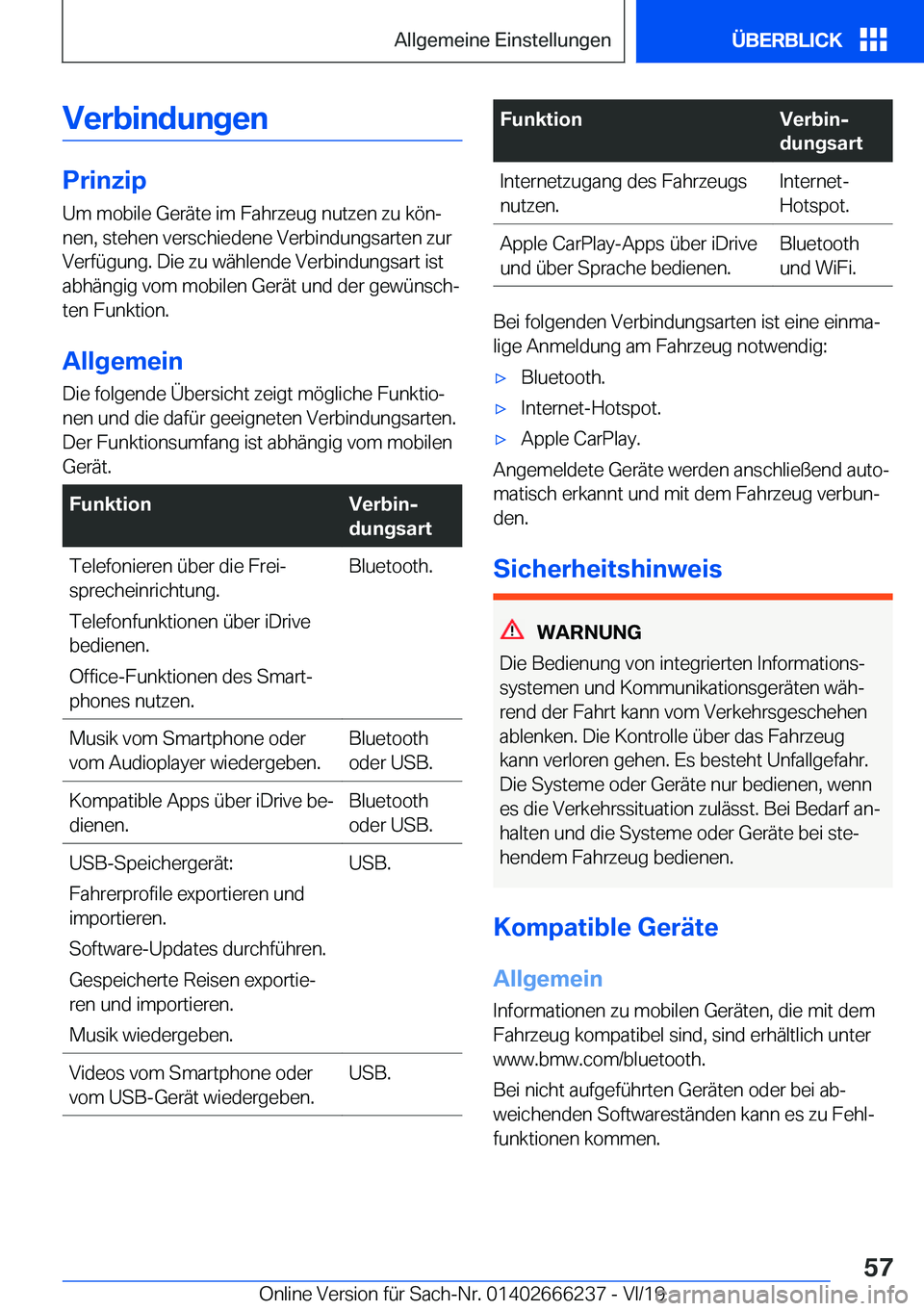 BMW 2 SERIES COUPE 2020  Betriebsanleitungen (in German) �V�e�r�b�i�n�d�u�n�g�e�n
�P�r�i�n�z�i�p�U�m��m�o�b�i�l�e��G�e�r�