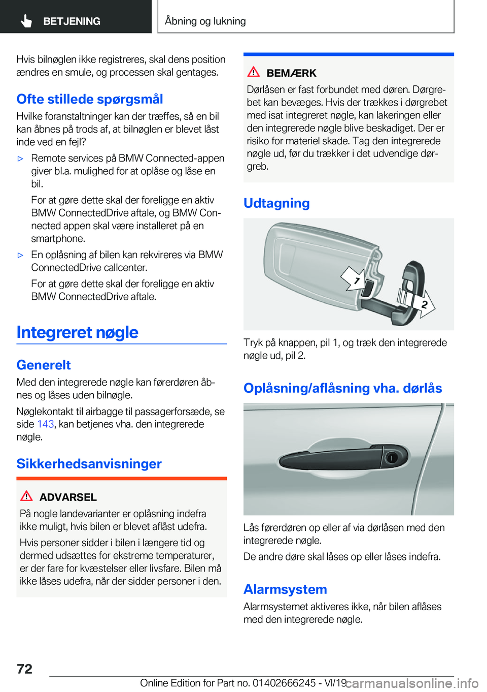 BMW 2 SERIES COUPE 2020  InstruktionsbØger (in Danish) �H�v�i�s��b�i�l�n�