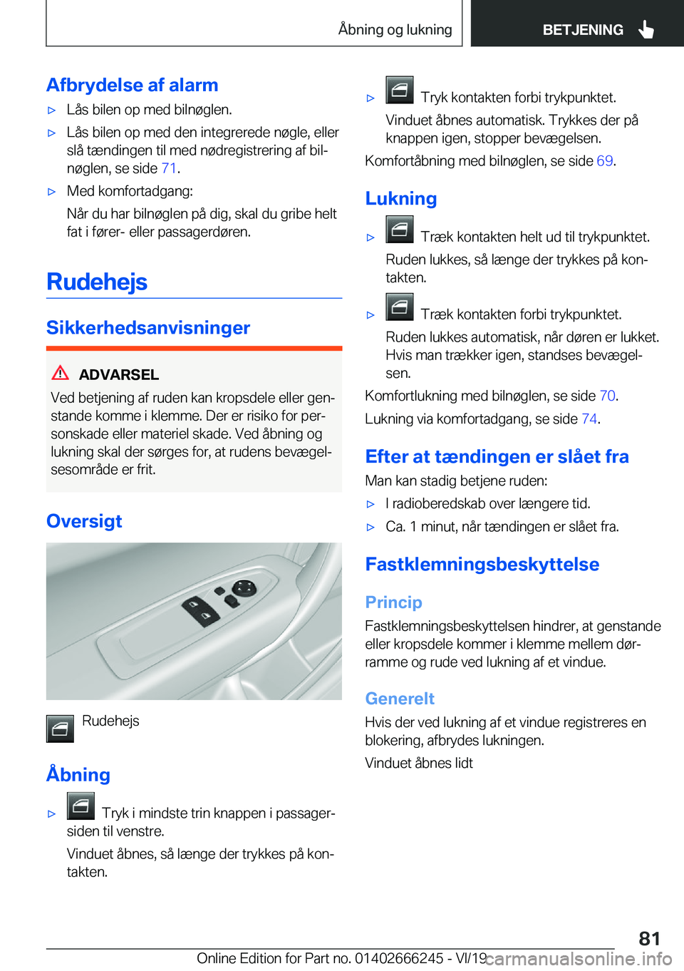 BMW 2 SERIES COUPE 2020  InstruktionsbØger (in Danish) �A�f�b�r�y�d�e�l�s�e��a�f��a�l�a�r�m'x�L�å�s��b�i�l�e�n��o�p��m�e�d��b�i�l�n�