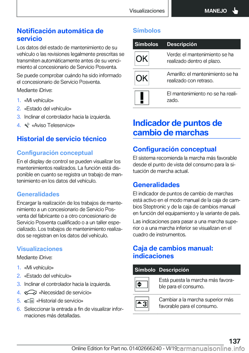BMW 2 SERIES COUPE 2020  Manuales de Empleo (in Spanish) �N�o�t�i�f�i�c�a�c�i�