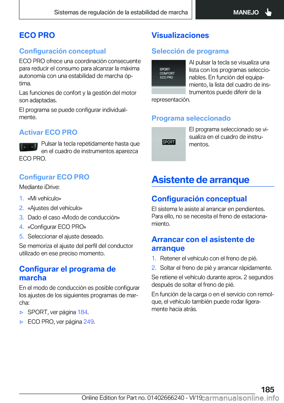 BMW 2 SERIES COUPE 2020  Manuales de Empleo (in Spanish) �E�C�O��P�R�O�C�o�n�f�i�g�u�r�a�c�i�