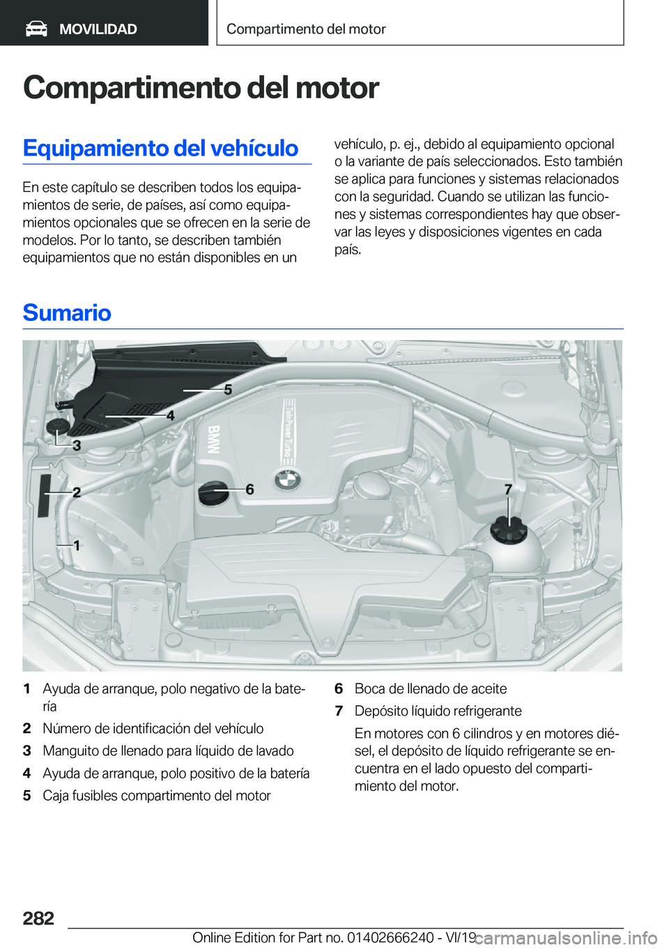 BMW 2 SERIES COUPE 2020  Manuales de Empleo (in Spanish) �C�o�m�p�a�r�t�i�m�e�n�t�o��d�e�l��m�o�t�o�r�E�q�u�i�p�a�m�i�e�n�t�o��d�e�l��v�e�h�