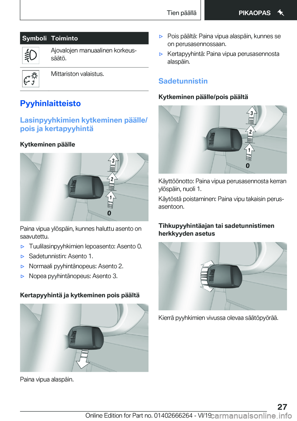 BMW 2 SERIES COUPE 2020  Omistajan Käsikirjat (in Finnish) �S�y�m�b�o�l�i�T�o�i�m�i�n�t�o�A�j�o�v�a�l�o�j�e�n��m�a�n�u�a�a�l�i�n�e�n��k�o�r�k�e�u�sj
�s�