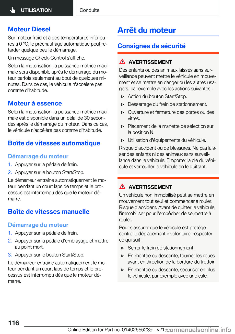 BMW 2 SERIES COUPE 2020  Notices Demploi (in French) �M�o�t�e�u�r��D�i�e�s�e�l
�S�u�r��m�o�t�e�u�r��f�r�o�i�d��e�t��