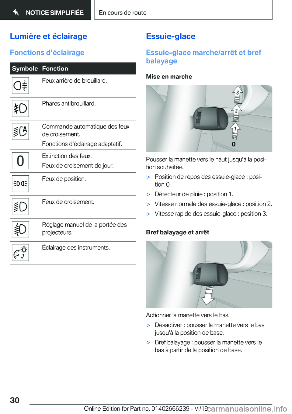 BMW 2 SERIES COUPE 2020  Notices Demploi (in French) �L�u�m�i�è�r�e��e�t��é�c�l�a�i�r�a�g�e�F�o�n�c�t�i�o�n�s��d�'�é�c�l�a�i�r�a�g�e�S�y�m�b�o�l�e�F�o�n�c�t�i�o�n�F�e�u�x��a�r�r�i�è�r�e��d�e��b�r�o�u�i�l�l�a�r�d�.�P�h�a�r�e�s��a�n�t�i�b�r