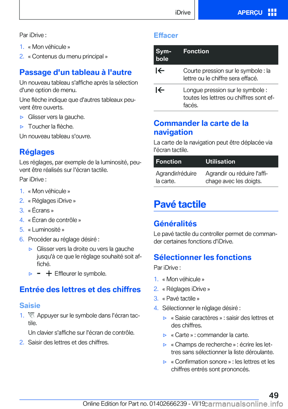 BMW 2 SERIES COUPE 2020  Notices Demploi (in French) �P�a�r��i�D�r�i�v�e��:�1�.�k��M�o�n��v�é�h�i�c�u�l�e��{�2�.�k��C�o�n�t�e�n�u�s��d�u��m�e�n�u��p�r�i�n�c�i�p�a�l��{
�P�a�s�s�a�g�e��d�'�u�n��t�a�b�l�e�a�u��