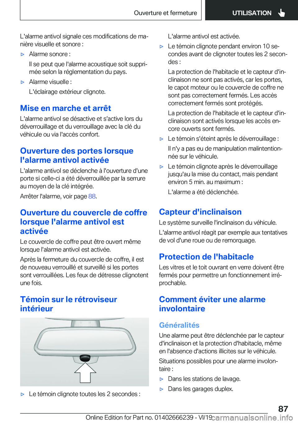 BMW 2 SERIES COUPE 2020  Notices Demploi (in French) �L�'�a�l�a�r�m�e��a�n�t�i�v�o�l��s�i�g�n�a�l�e��c�e�s��m�o�d�i�f�i�c�a�t�i�o�n�s��d�e��m�aj�n�i�è�r�e��v�i�s�u�e�l�l�e��e�t��s�o�n�o�r�e��:'x�A�l�a�r�m�e��s�o�n�o�r�e��:
�I�l��s