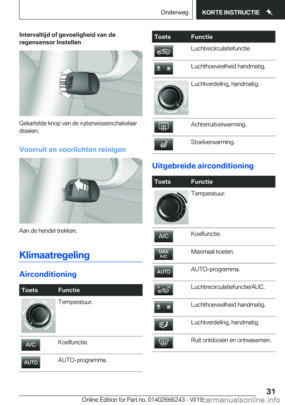 BMW 2 SERIES COUPE 2020  Instructieboekjes (in Dutch) �I�n�t�e�r�v�a�l�t�i�j�d��o�f��g�e�v�o�e�l�i�g�h�e�i�d��v�a�n��d�e�r�e�g�e�n�s�e�n�s�o�r��I�n�s�t�e�l�l�e�n
�G�e�k�a�r�t�e�l�d�e��k�n�o�p��v�a�n��d�e��r�u�i�t�e�n�w�i�s�s�e�r�s�c�h�a�k�e�l�a�
