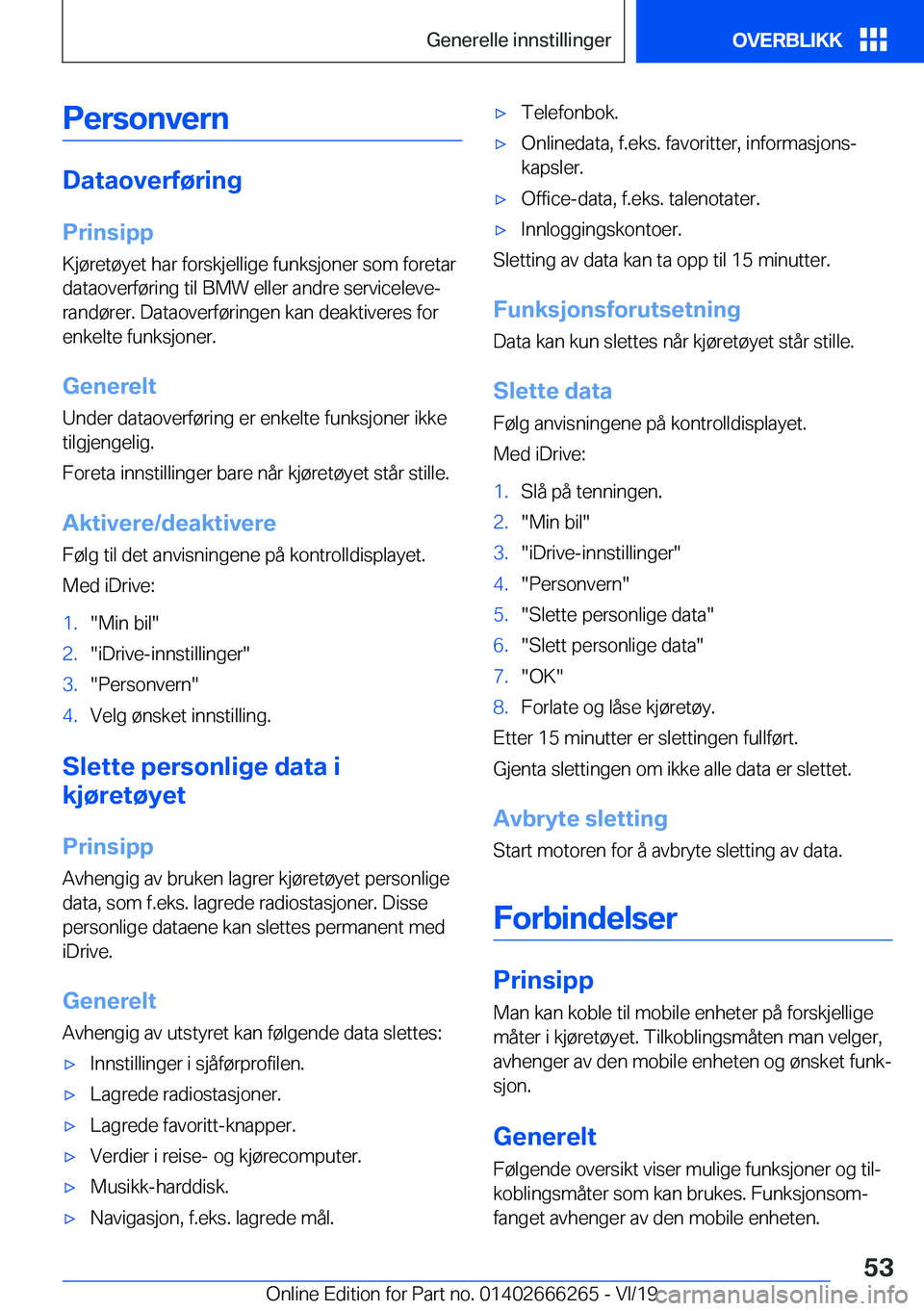 BMW 2 SERIES COUPE 2020  InstruksjonsbØker (in Norwegian) �P�e�r�s�o�n�v�e�r�n
�D�a�t�a�o�v�e�r�f�