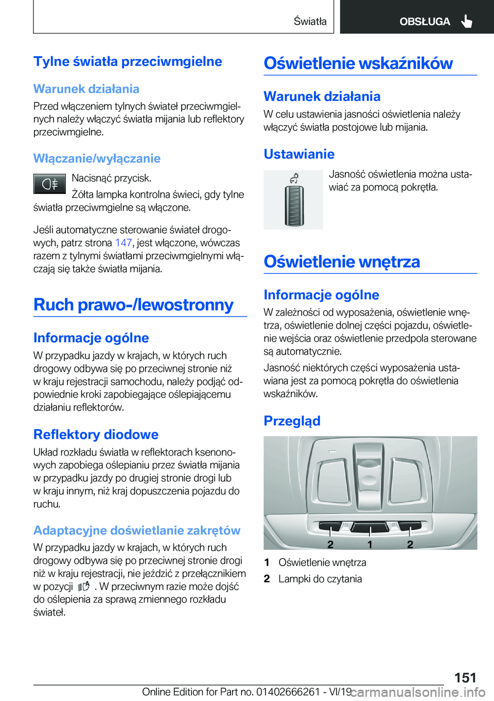 BMW 2 SERIES COUPE 2020  Instrukcja obsługi (in Polish) �T�y�l�n�e��w�i�a�t�ł�a��p�r�z�e�c�i�w�m�g�i�e�l�n�e�W�a�r�u�n�e�k��d�z�i�a�ł�a�n�i�a�P�r�z�e�d��w�ł�