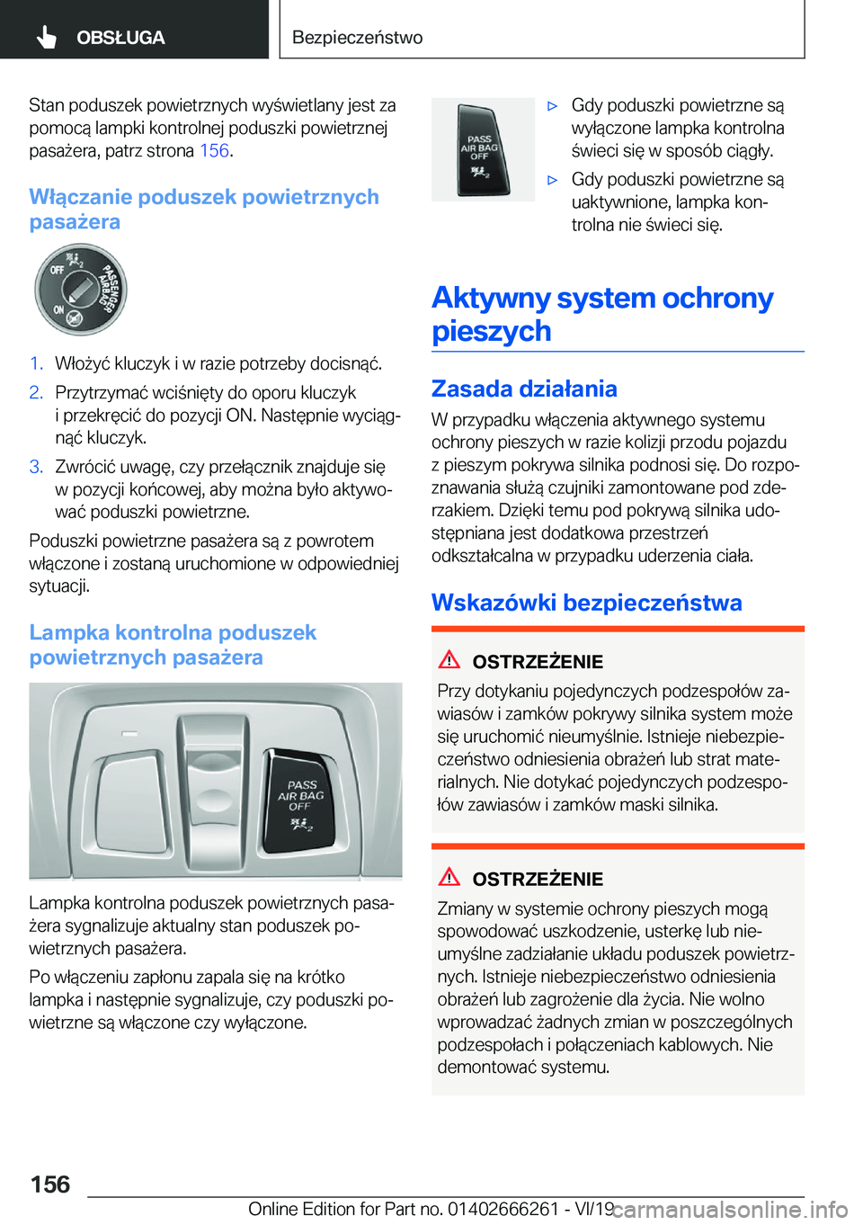 BMW 2 SERIES COUPE 2020  Instrukcja obsługi (in Polish) �S�t�a�n��p�o�d�u�s�z�e�k��p�o�w�i�e�t�r�z�n�y�c�h��w�y�w�i�e�t�l�a�n�y��j�e�s�t��z�a�p�o�m�o�c�